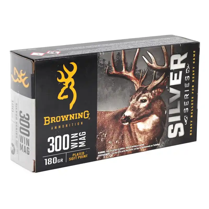 Browning Silver 2,960 fps 300 Winchester Magnum 180 Grain Plated Soft Point Rifle Ammunition