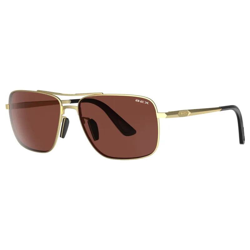 Porter Sunglasses in Matte Gold Frames and Brown Lesnses by BEX Sunglasses