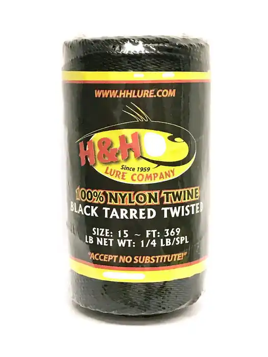 18 (285 ft) 1/4 lb Black Tarred Twisted Twine by H&H Lure Company