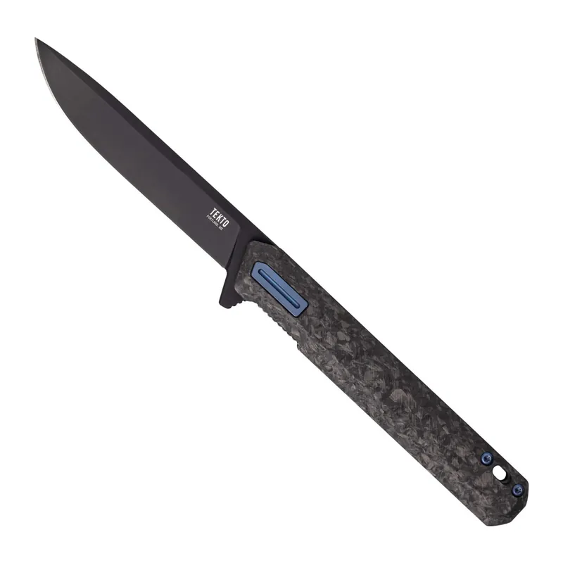 F2 Bravo Forged Carbon and Blue Folding Knife by Tekto Knives
