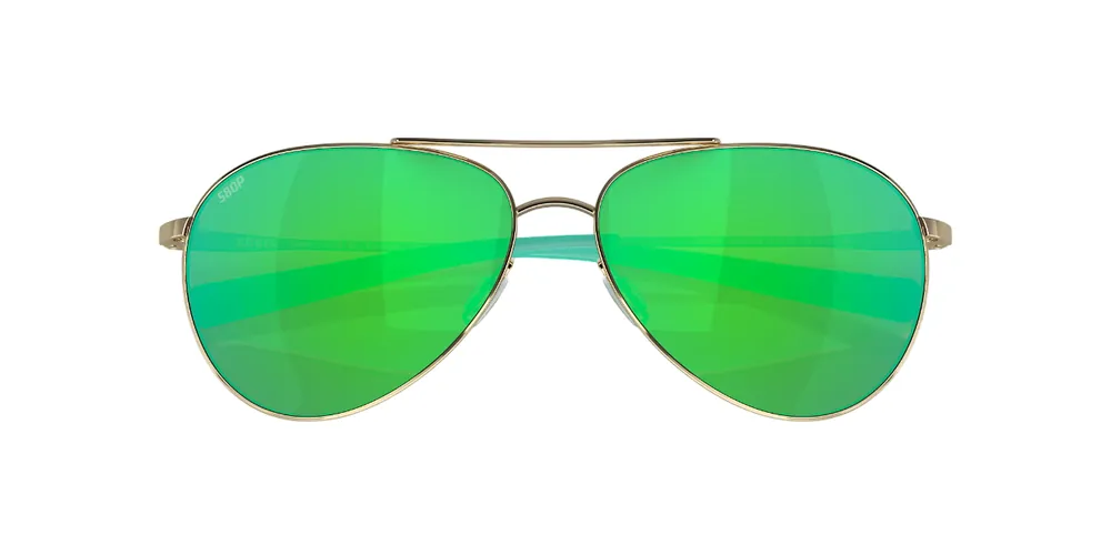 Piper Sunglasses with Shiny Gold Frames and Green Mirror Polarized Polycarbonate Glass Lenses by Costa Del Mar