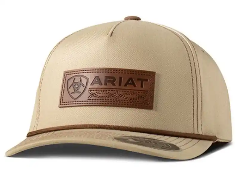 Khaki Faux Leather Patch Hat by Ariat