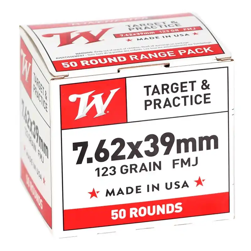 Winchester Target & Practice Range Pack 2,355 fps 7.62x39mm 123 Grain Full Metal Jacket Rifle Ammunition