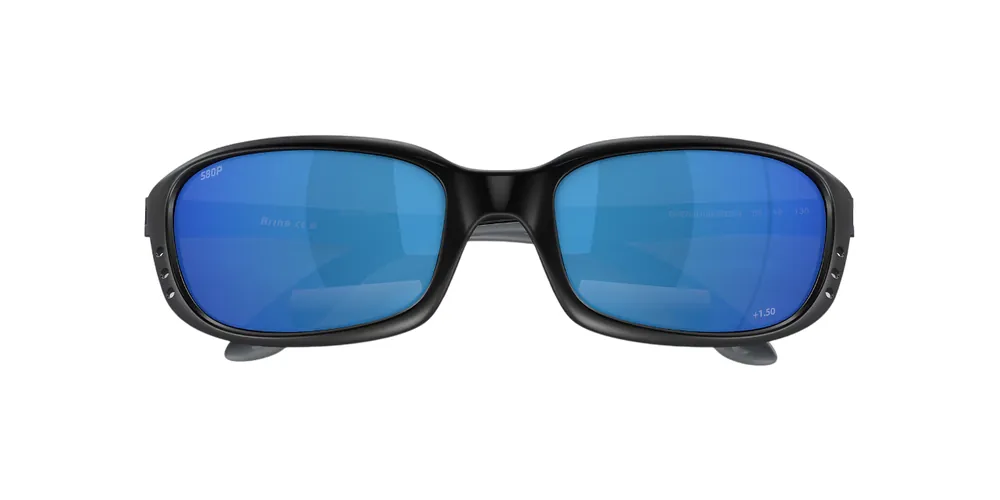 Brine Reader Sunglasses with Matte Black Frames and Blue Mirror Polarized Polycarbonate Lenses by Costa Del Mar