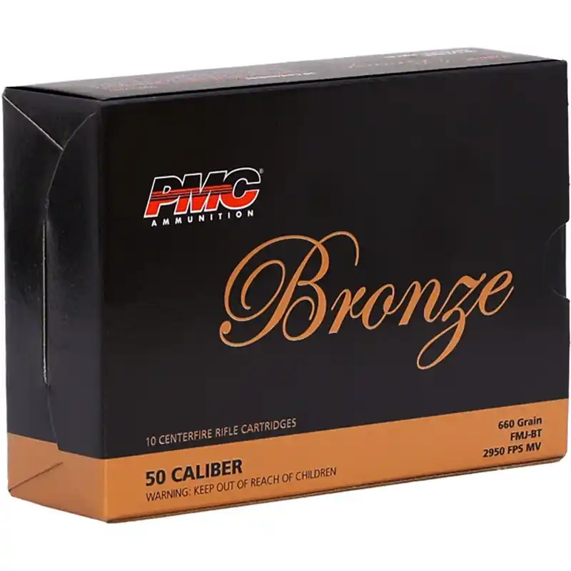 PMC Bronze 3,080 fps 50 BMG 660 Grain Full Metal Jacket Boat Tail Rifle Ammunition