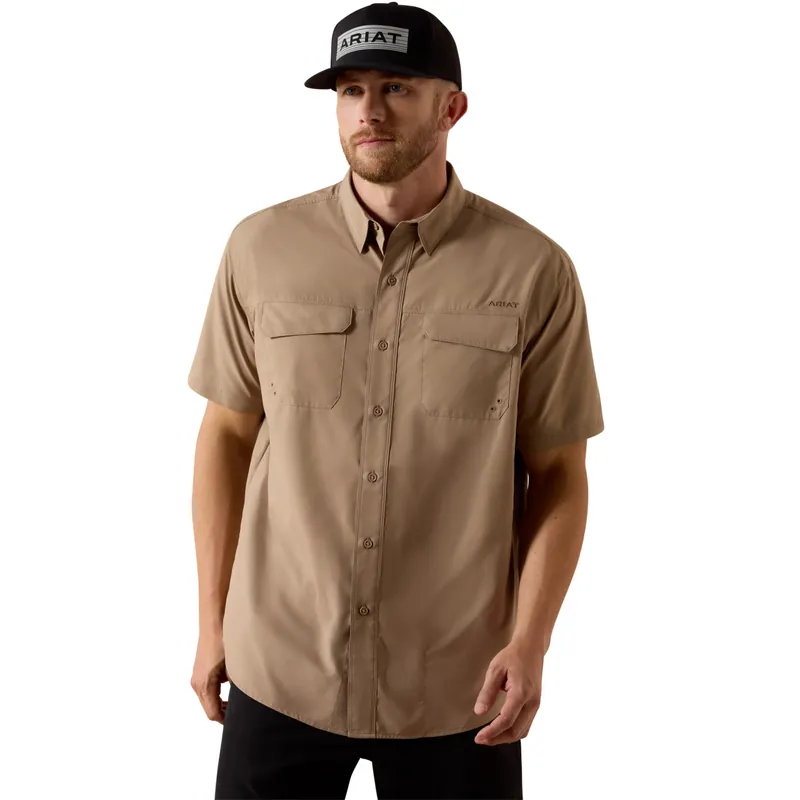 VentTEK Outbound Short Sleeve Button Up Fit Shirt in Taupe Grey by Ariat