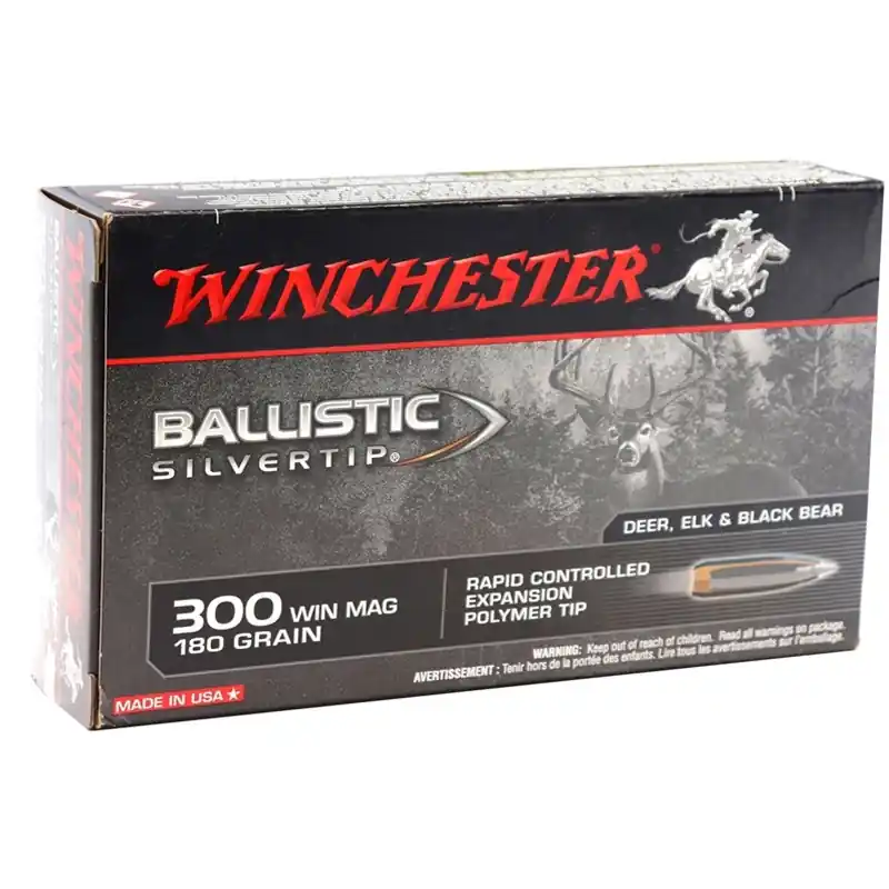 Winchester Ballistic Silvertip 2,950 fps 300 Winchester Magnum 180 Grain Polymer Tip Rifle Ammunition