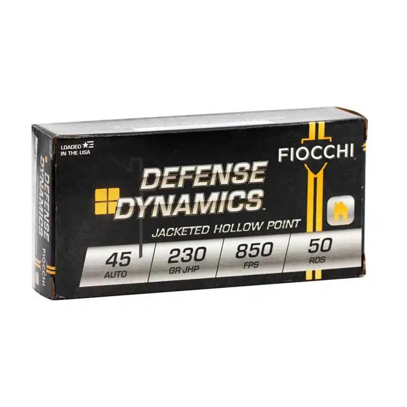 Fiocchi Defense Dynamics 850 fps 45 ACP Auto 230 Grain Jacketed Hollow Point Handgun Ammunition