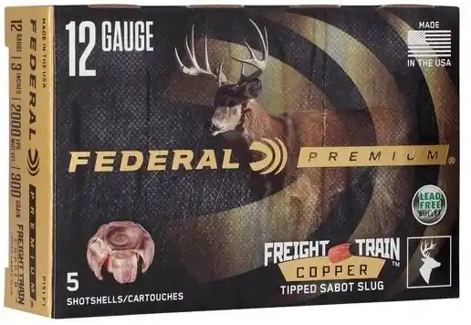 Federal Premium Freight Train 2,000 fps 12 Gauge 3" 300 Grain Copper Sabot Slug Shotgun Ammunition