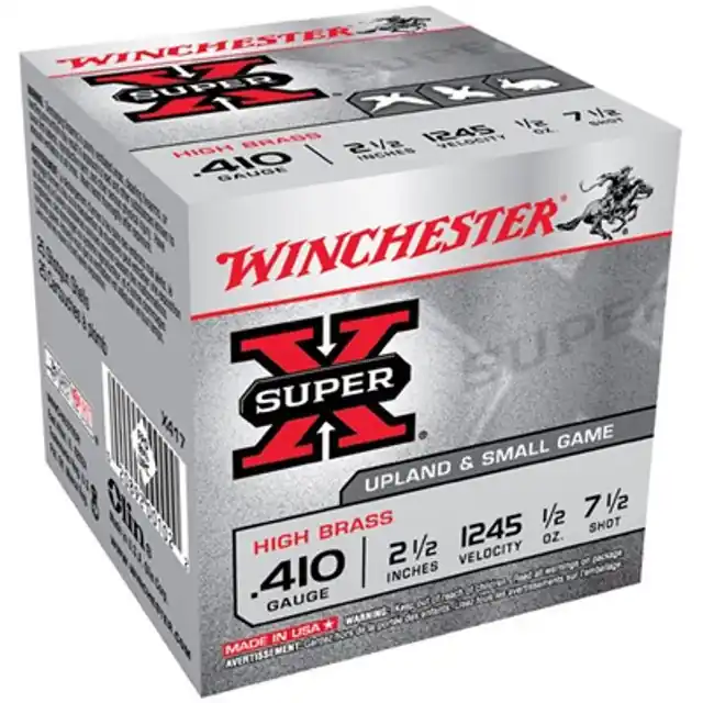 Winchester Super X 1245fps 410 Gauge 2-1/2" 1/2oz 7 1/2 shot High Brass Shotgun Ammunition