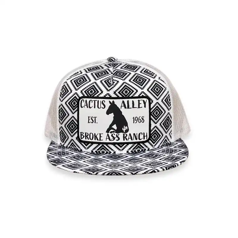 Donkey Cap in Black and White Aztec by Cactus Alley