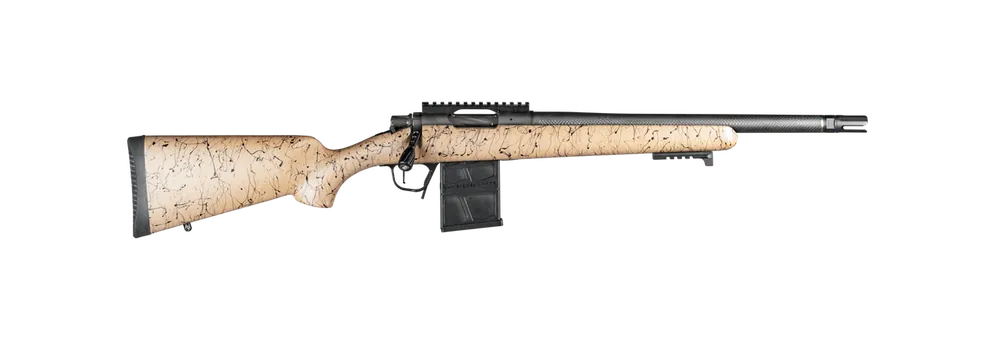 Christensen Ridgeline Scout 6.5 Creedmoor Bolt Action Rifle with Tan and Black Webbed Stock
