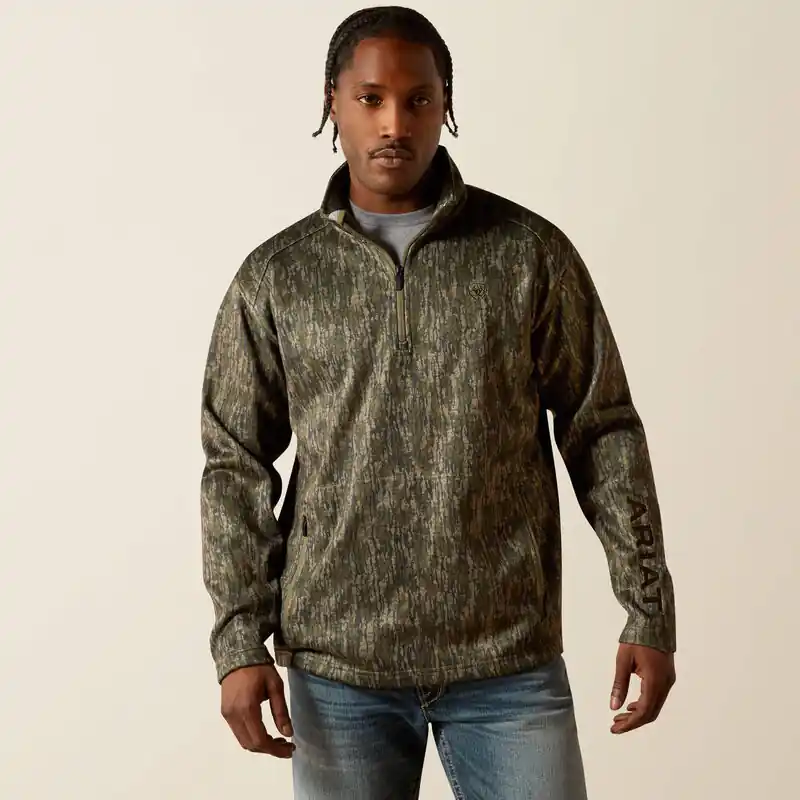 Caldwell Logo 1/4 Zip Sweater in Green Treebark by Ariat