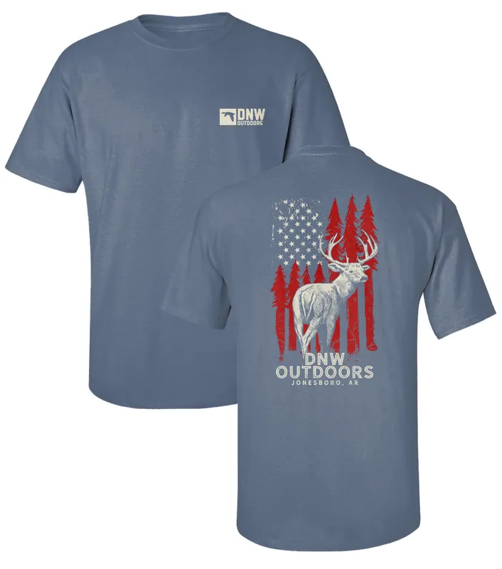Deer Flag DNW Outdoors Logo Short Sleeve Tee Shirt