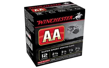 Winchester AA Super Sport Sporting Clay 12 Gauge 2.75" 1 1/8 oz 7.5 Shot Shotgun Ammunition