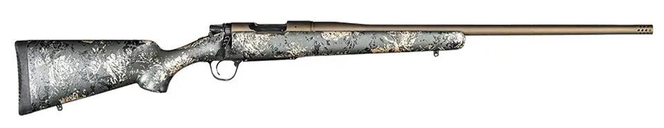 Christensen Arms Mesa FFT .308 Win Bolt Action Rifle in Burnt Bronze Cerakote Finish with a Green and Tan Accented Carbon Stock