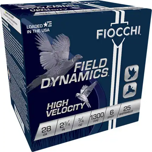 Fiocchi Field Dynamics 1,300 fps 28 Gauge 2-3/4" 3/4 oz 6 Lead Shot Shotgun Ammunition