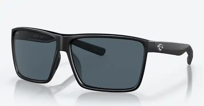 Rincon Sunglasses with Matte Black Frames and 580P Gray Lenses by Costa Del Mar