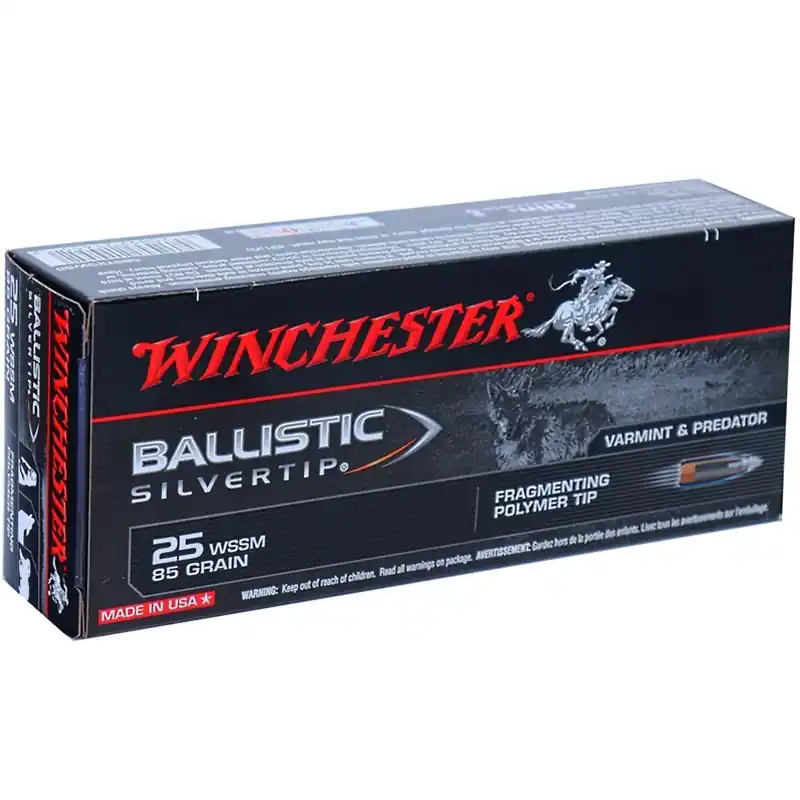 Winchester Ballistic Silvertip 3,470 fps 25 Winchester Super Short Magnum 85 Grain Polymer Tip Rifle Ammunition