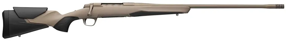 Browning X-Bolt 2 Speed 6.5 PRC Spiral Fluted Bolt Action Rifle with 24 Inch Desert Shadow Cerakote Threaded Barrel and Brake in Flat Dark Earth Stock