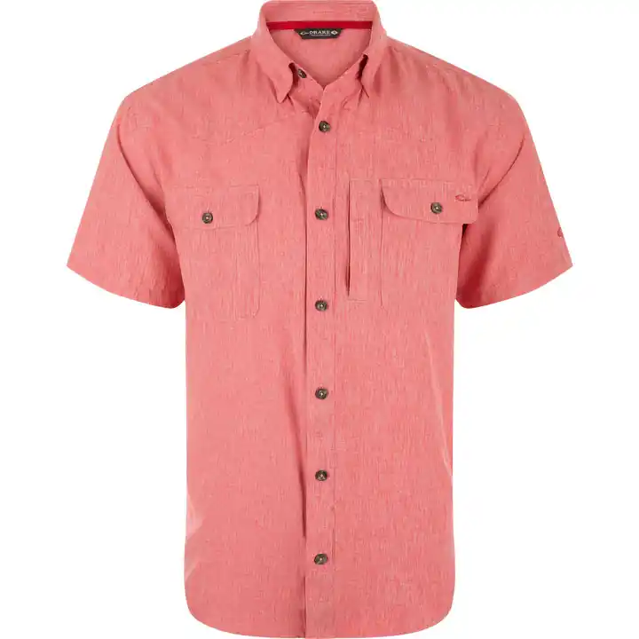 Cinco Ranch Chambray Short Sleeve Button Up Shirt by Drake