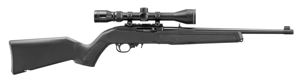 10/22 .22lr Semi Auto Rifle and Vortex Scope with 16 Inch Barrel Length in Black Synthetic Stock by Ruger