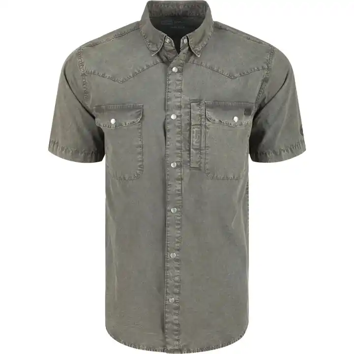 Men‘s Cinco Ranch Western Acid Washed Short Sleeve Shirt by Drake