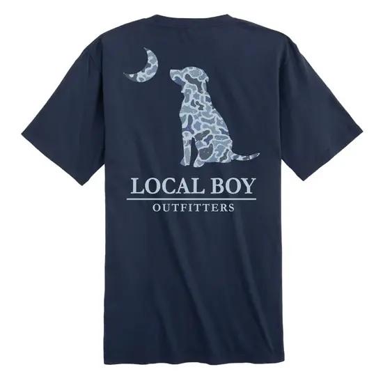 Men‘s Distressed LCF Cobalt Dog & Moon Short Sleeve Graphic Tee Shirt by Local Boy