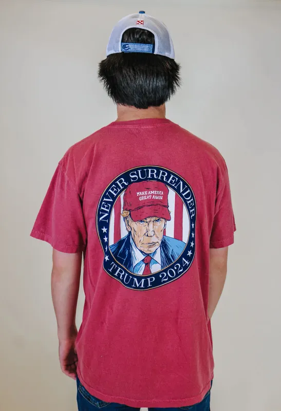 Never Surrender Trump 2024 Short Sleeve Tee Shirt by Old Row