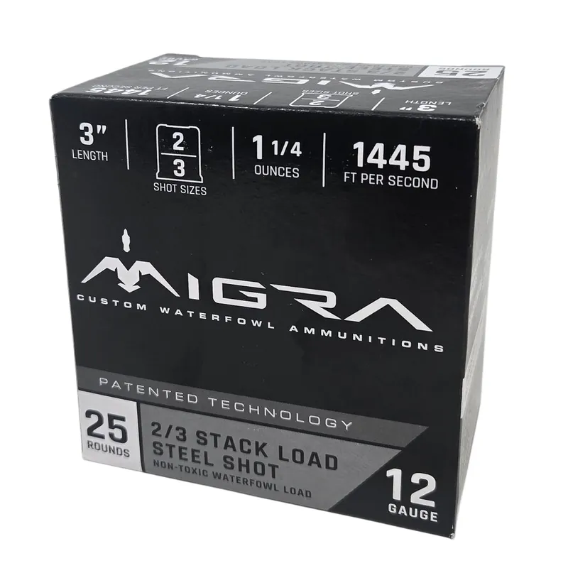 Migra Waterfowl 1,445 fps 12 Gauge 3" 1-1/4 oz 2 & 3 Steel Stack Load Shotgun Ammunition