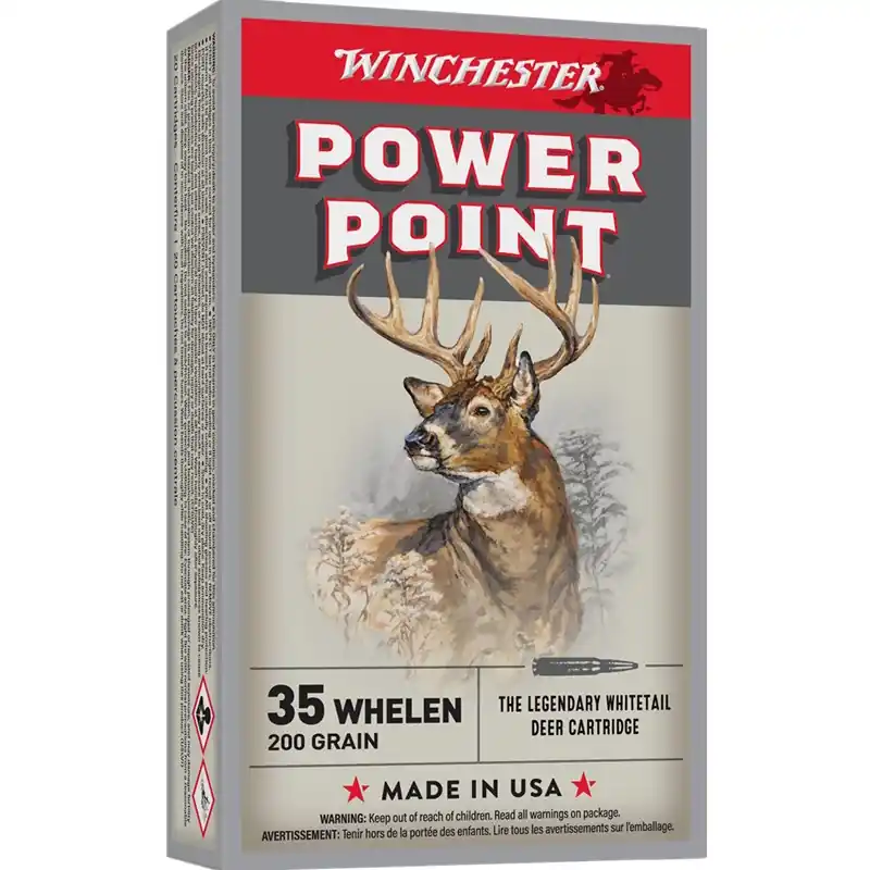 Winchester Power Point 2,800 fps 35 Whelen 200 Grain Jacketed Soft Point Rifle Ammunition