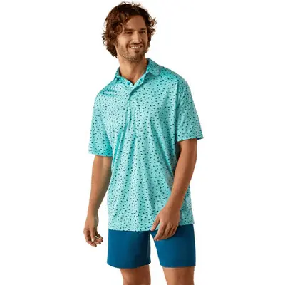 Charger 2.0 Printed Short Sleeve Polo in Aqua by Ariat