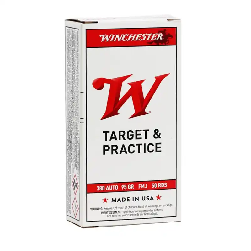Winchester Target & Practice 955 fps 380 ACP 95 Grain Full Metal Jacket Handgun Ammunition