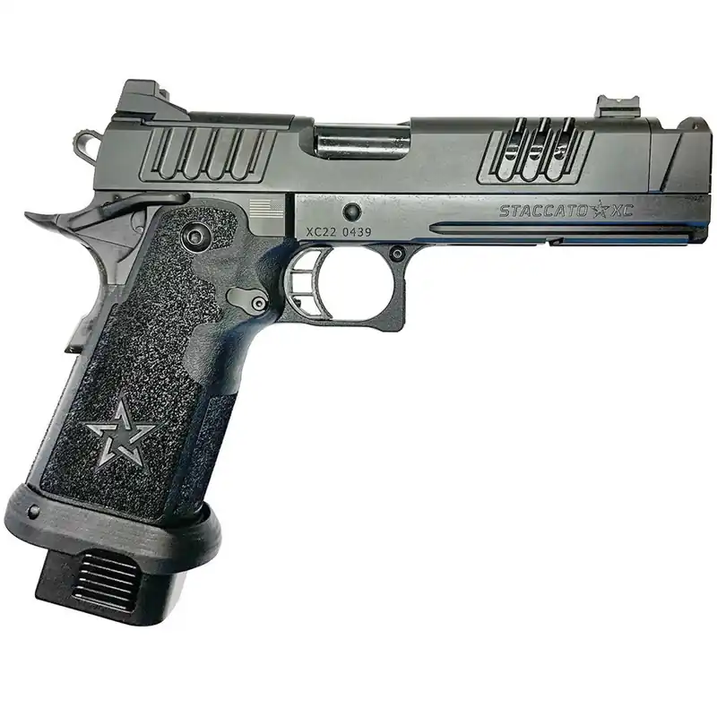 Staccato 2011 XC Optics Ready Compact 9mm Luger Caliber 5" Compensated Barrel Length Black Finish Handgun with 2 Magazines