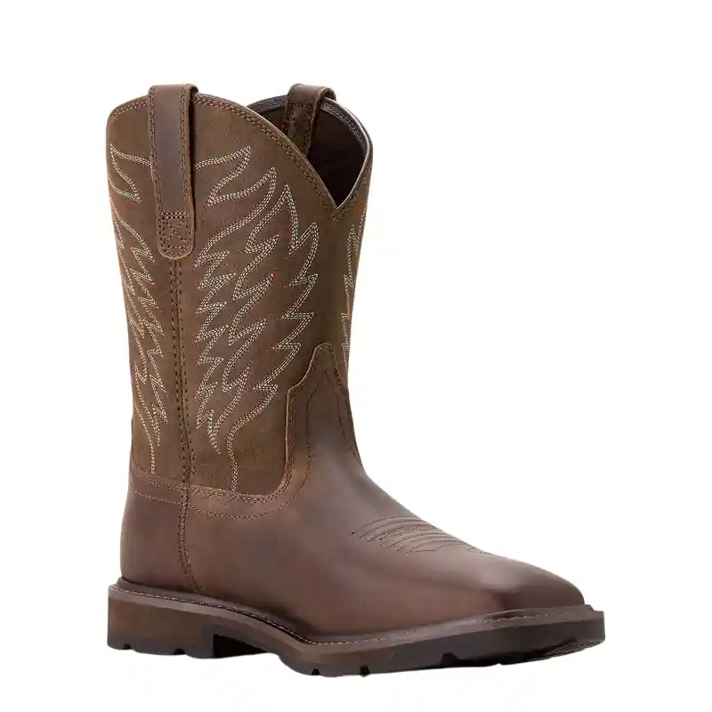 Men‘s Groundbreaker Leather Brown Wide Square Toe Boots by Ariat