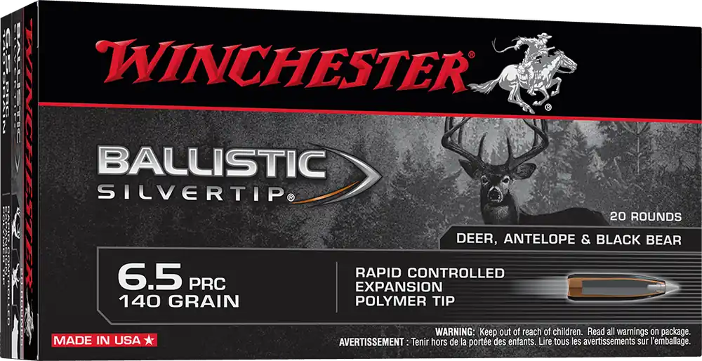Winchester Ballistic Silver Tip 6.5PRC 140 Grain Rapid Controlled Expansion Polymer Tipped Rifle Ammuntion