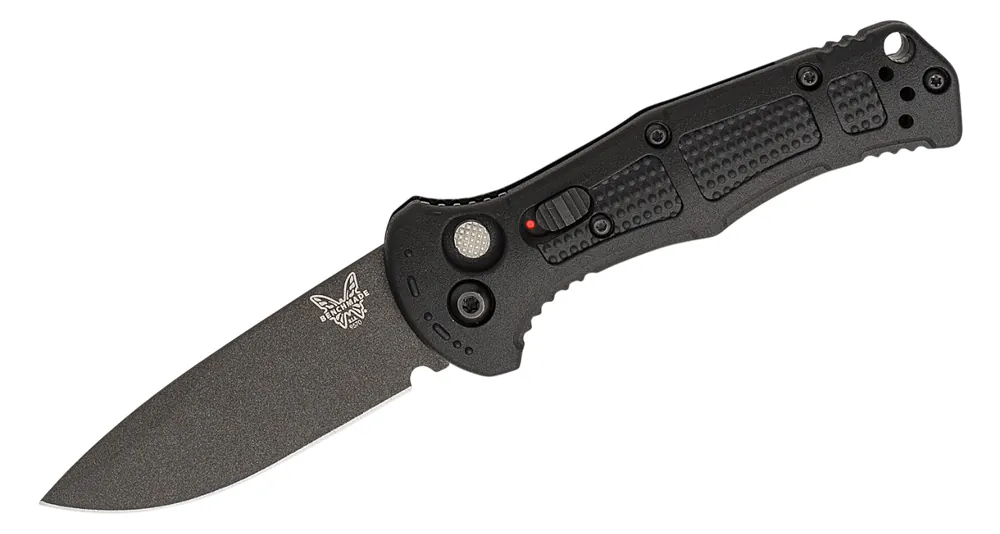 Mini Claymore Auto Open Drop Point Folding Knife with Black Grivory by Benchmade