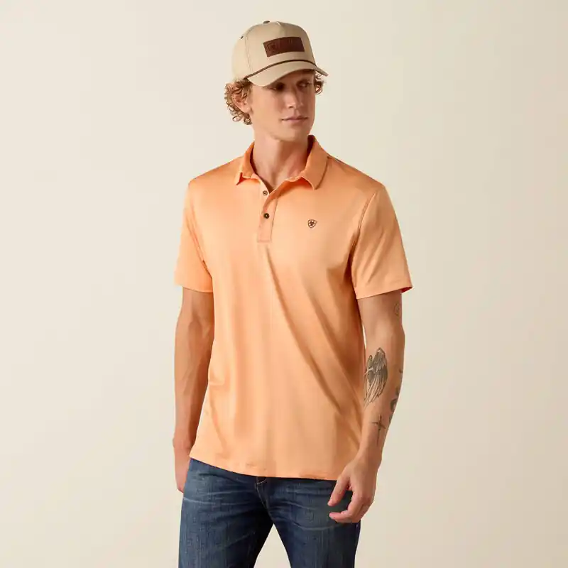 Charger 2.0 Fitted Short Sleeve Polo Shirt in Cantaloupe by Ariat