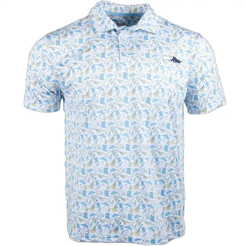 Western Cactus Polo Short Sleeve Shirt in White by Old Row