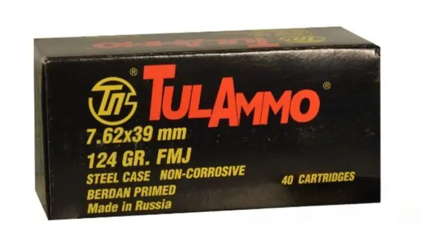 TulAmmo 2,330 fps 7.62x39mm 122 Grain Full Metal Jacket Rifle Ammunition