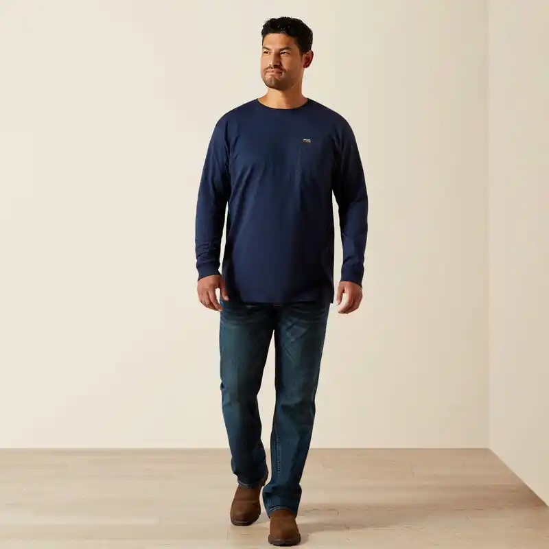 Cotton Strong Standard Pocket Tee Shirt in Navy by Ariat