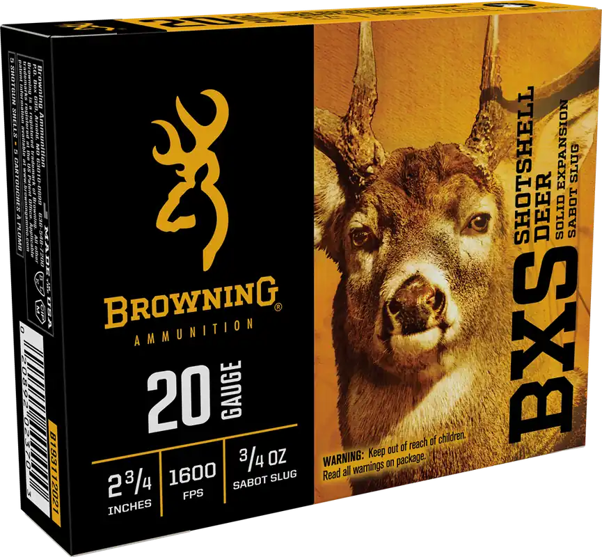 Browning 1600fps 20 Gauge 2-3/4" 1oz Sabot Slug BXS Shotgun Ammunition