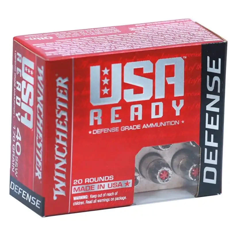 Winchester USA Ready Defense 1,170 fps 40 Smith & Wesson 170 Grain Hex Vent Jacketed Hollow Point Handgun Ammunition