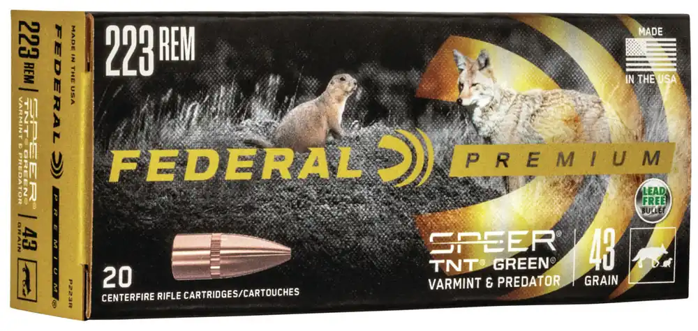 Federal Premium V Shok 3,600 fps 223 Remington 43 Grain TNT Green Tip Hollow Point Rifle Ammunition