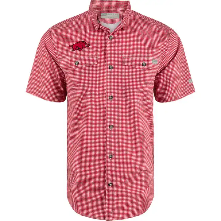 Frat Gingham Short Sleeve Shirt by Drake