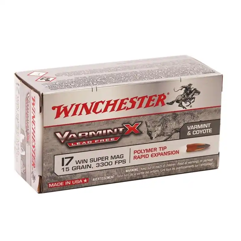 Winchester Varmint X 3,300 fps 17 Winchester Super Magnum 15 Grain Polymer Tip Rifle Ammunition