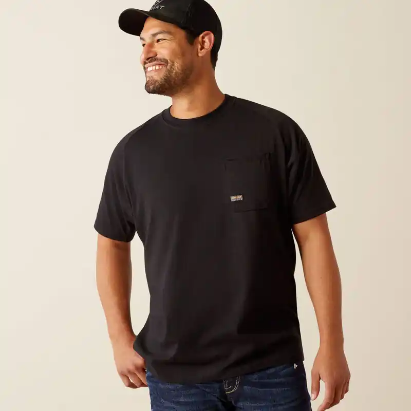Rebar Cotton Strong Workhog Short Sleeve Tee Shirt in Black by Ariat