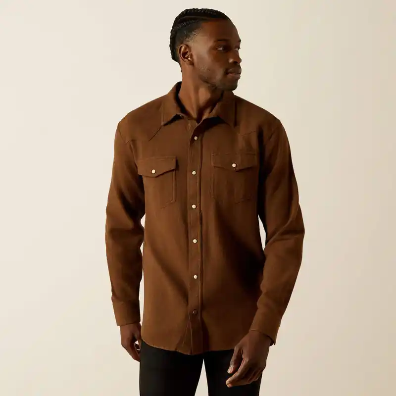 Hyde Retro Snap Long Sleeve Shirt in Brown by Ariat