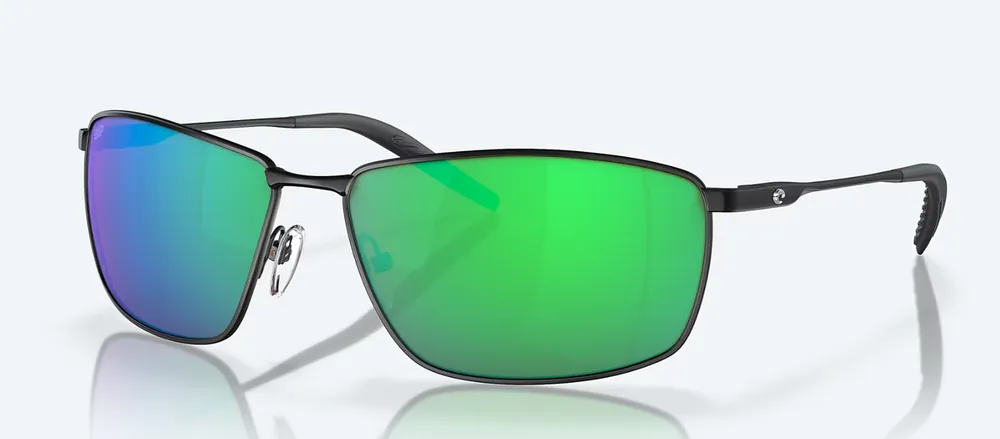 Turret Sunglasses with Matte Black Frames and 580P with Green Mirror Polarized Polycarbonate Lens by Costa Del Mar