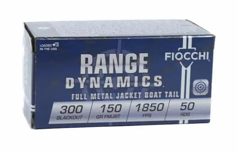Fiocchi Range Dynamics 1,850 fps 300 Blackout 150 Grain Full Metal Jacket Boat Tail Rifle Ammunition
